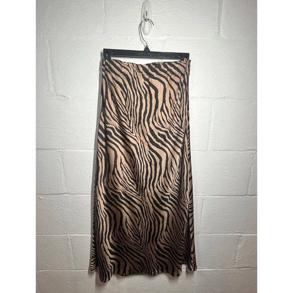 Wishlist Womens Zebra Print Silky Maxi Skirt Champange Black Size‎ Small - Picture 1 of 3